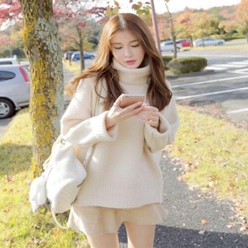 Womens Thick Warm Elegant Turtleneck Sweater Fashion Knit Casual Pullover fFashion Street Style Top All-match Sweater Winter