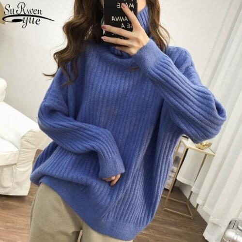 Autumn and Winter Korean Casual Long Sleeve Knitted Pullover Loose Candy Color Womens Turtleneck Slim Sweater Fashion 11868