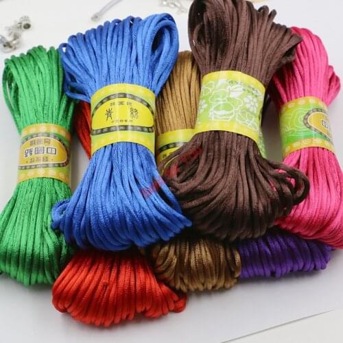 10yard Soft Satin Rattail Silk Macrame Cord Nylon Kumihimo Shamballa For Diy Bracelet Necklace Jewelry Findings Accessories 2mm