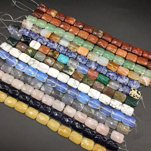 13x17mm Semi-precious Stone Faceted Loose Beads 11 Colors For Your Choice Rectangle Shape Agate Crystal DIY Beads For Necklace