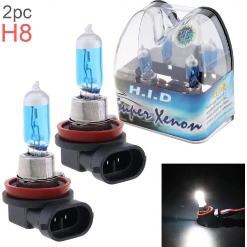 2pcs 12V H8 35W 6000K Universal White Light Super Bright Car Xenon Halogen Lamp Auto Front Headlight Fog Bulb