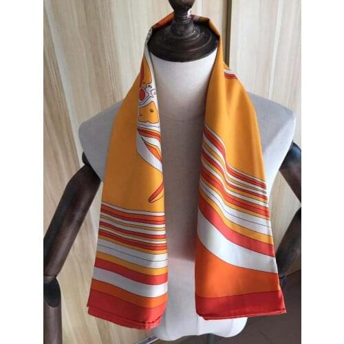 2019 new arrival fashion horse brand 100% silk scarf 90*90 cm square shawl hand made roll wrap for women lady free shipping