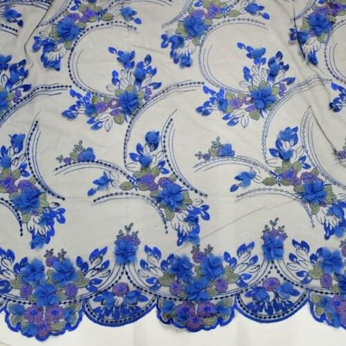 2021 3d Flower African Fabrics Bridal Lace French Tulle For Party HY0562