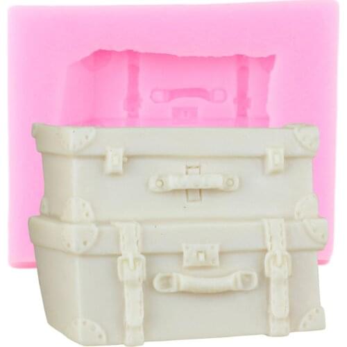 3D Retro Trunk Silicone Molds Cake Decorating Tools Cupcake Topper Fondant Mould Candy Polymer Clay Chocolate Gumpaste Moulds