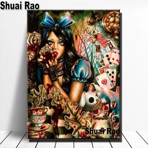 5D Diamond Painting Full Drill Square Round Diamond Embroidery Playing Card Fairy Picture Rhinestone Child And Cat Mosaic Decor