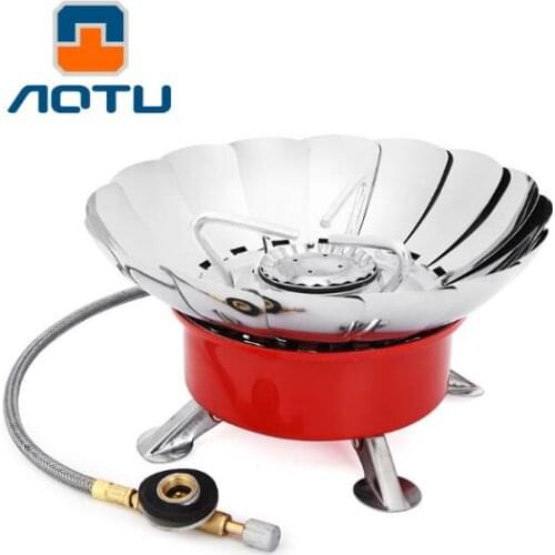 AOTU Windproof Camping Portable Gas Stove Lotus Ultra-light Burner Cooker K203 OutDoor Equpments