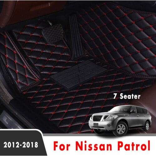 Car Floor Mats For Nissan Patrol 2018 2017 2016 2015 2014 2013 2012 (7 Seater) Auto Accessories Leather Carpets Custom Protect