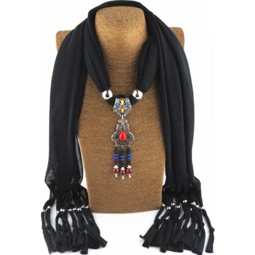 Bijoux Fashion Ethnic Necklace For Women Multicolor Ceramic Beads Statement Scarf Necklaces Bohemian Jewelry WF17