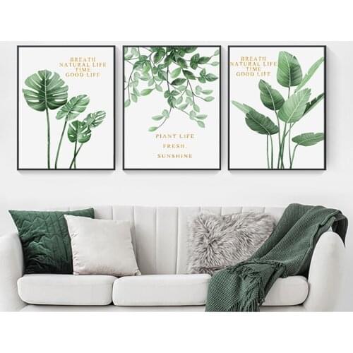 Room Large Painting Cuadros Salon Decoracion 2-39 Canvas Colorful Leaves Wall Art Canvas Painting Green Leaf Plant for Kids