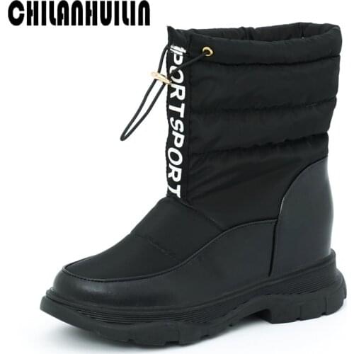 Cotton boots woman winter snow boots flat platform shoes ankle boots for women non-slip keep warm down wool women‘s sneakers
