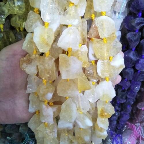 Natural Citrines Beads Irregular Straight Hole Yellow Crystal Stone Beads For Jewelry Making Size About 16-25mm Strand 40cm