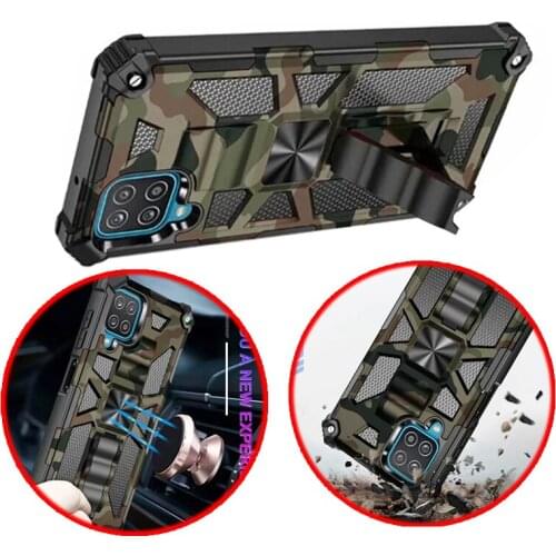 For Samsung M32 A03S A22 A32 A82 Camouflage Armor Shockproof Bumper Phone Case For Galaxy Quantum 2 Invisible Stand Back Cover