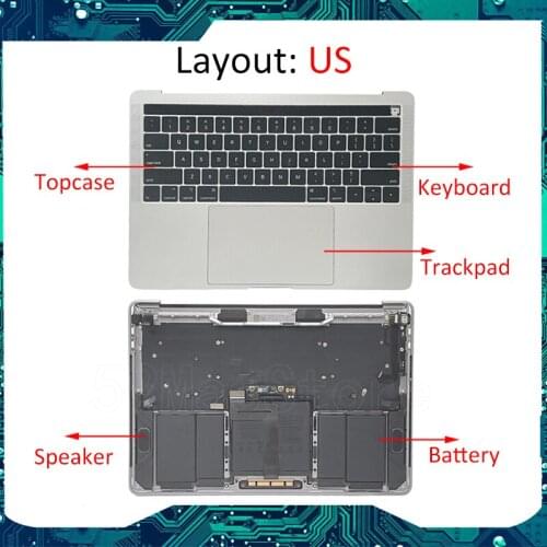 NEW Assembly Topcase for MacBook Pro A1989 space grey US with keyboard trackpad speakers tachbar battery TOP CASE TOPCASE