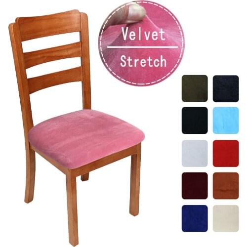 Stretch Velvet Kitchen Office Stretch Chair Cover Solid Seat Protector Elastic Seat Case Dining Computer Beach Slipcover chairs