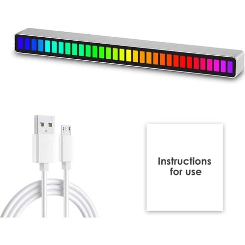 32 Bit Music Level Indicator Aluminum Bar Voice Sound Control Audio Spectrum RGB Light LED Display Rhythm Pulse Colorful Signal