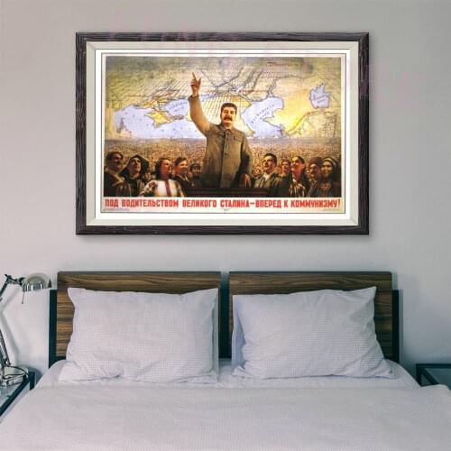 RE338 Retro Russian Style Painting Soviet Union Great Leader Stalin 14 Custom Silk Poster Home Deco Wall Art Christmas Gift
