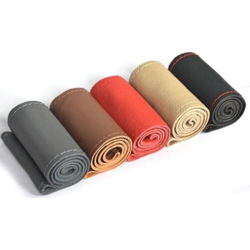 Leather Car Steering Wheel Cover Four Seasons Universal Non-Slip Steering Case Wheel Cover Steering-Wheel Interior Accessories