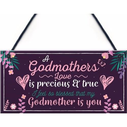 Meijiafei Godmother Thank You Keepsake Christening Godparent Signs Hanging Plaque Thank You Friendship Signs 10" X 5"