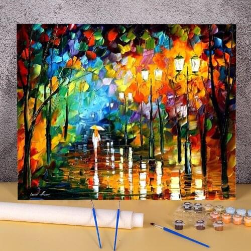 Lady In White Coloring By Numbers Painting Complete Kit Oil Paints 40*50 Canvas Pictures Wall Paintings Crafts Drawing