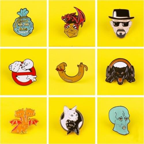 Cartoon Zinc Alloy Pins For Backpacks Breaking Bad Dragon Wave Metal Badges On Clothes Lapel Pin Badge Gifts Badge For Clothes