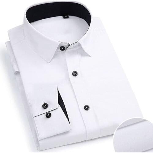 Plus Large Size 8XL 7XL Mens Casual Long Sleeved Shirt Twill Slim Fit Male Social Business Dress Shirt Fashion Brand Solid Color