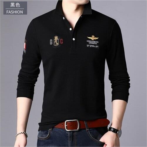 2021 new polo shirt mens solid color casual cotton polo mens slim fitting embroidery short sleeve mens autumn and winter polo