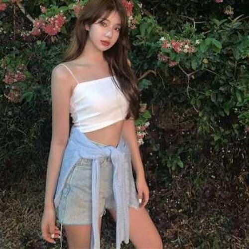 Solid Color Sexy Knitted Sleeveless Camisole Women Casual Thin Shoulder Strap Short High Waist Tank Top