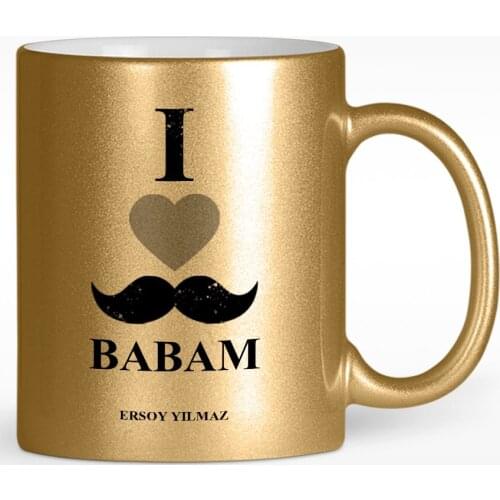 Personalized Love Papa Design Gold Gilded Mug Cup-1