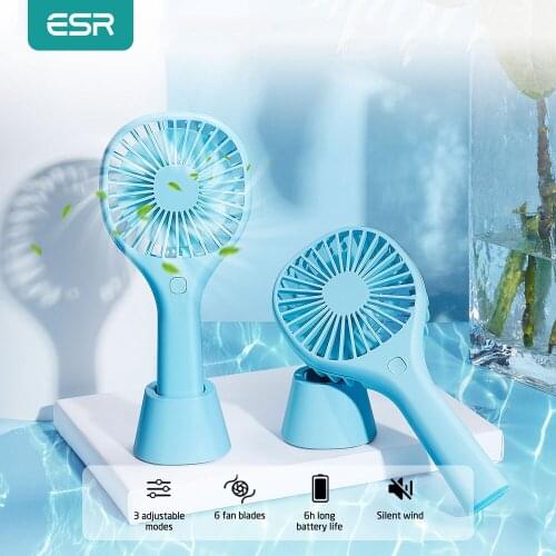 ESR Handheld Fans USB Mini Fans with Base Portable Cooling Fans 2000mAh Desktop Outdoor Travel 3 Speed Adjustable Rechargeable