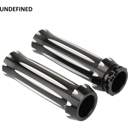 1''25mm Motorcycle Handlebar Hand Grips Black Handle Grips CNC Cut For Harley Touring Road King Softail Dyna CVO Sportster XL883