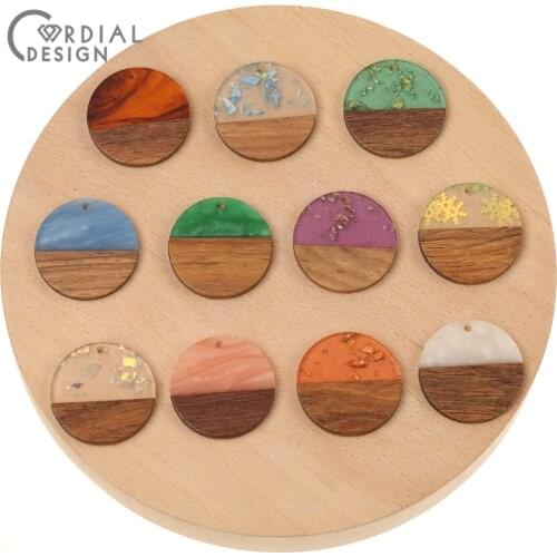 Cordial Design 50Pcs 28*28MM Earrings Accessories/Round Shape/Natural Wood & Resin/Pendants/DIY/Jewelry Findings & Components
