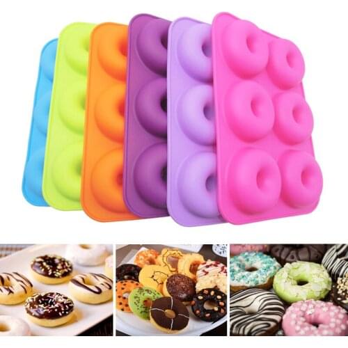 Silicone Donut Baking Tray Non-stick Cake Bread Mold Making Tool Baking Heat-resistant Reusable DIY Kitchen Baking Accessories