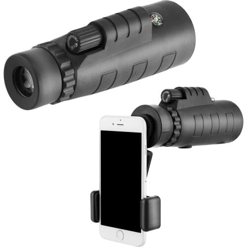 Outdoor 40x60 10X HD Optical Monocular Telescope Mobile Lens with Green Film Multicoated Glass Lens and BK4 Prism Camping