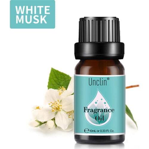 Unclin 10ml Flower Fruit Essential Oil White Musk Fragrance Oil For Aromatherapy Humidifier Air Freshening Jasmine Coconut Oils
