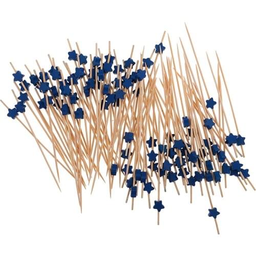 Pack of 100 Star Bamboo Catering Kebab Food Sticks Disposable Party Cocktail Picks 12cm