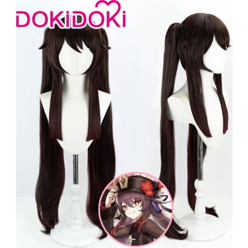 DokiDoki Game Genshin Impact Cosplay Halloween Hutao Cosplay Wig Genshin Impact Hu Tao Cosplay Hair