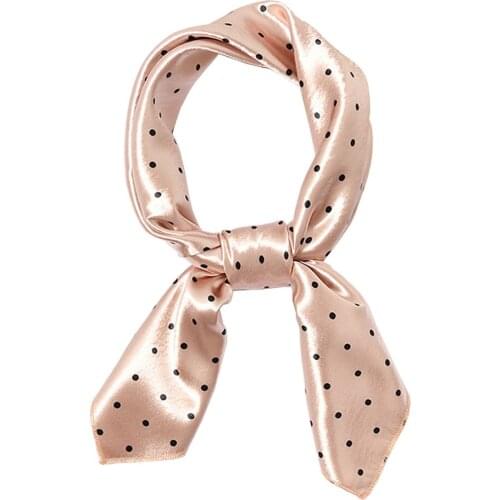 Vintage Spring Womens Silk Scarf Square Hijab Headband Luxury Velvet Dot Print Shawl Wraps Bandanas Shinny Hair Ribbon Echarpe