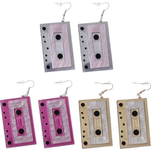 Retro Cassette Tape Dangle Cute Pretty Drop Earrings For Women Fashion Jewelry