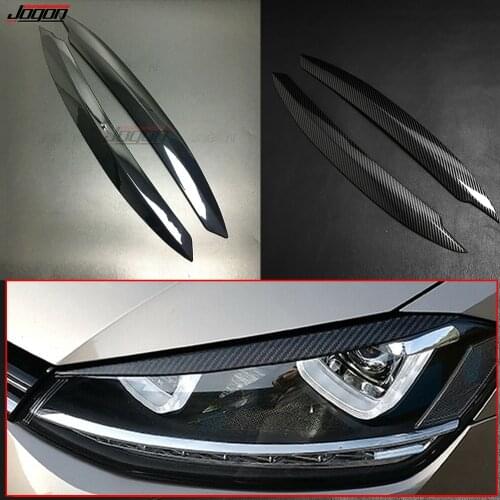 2pcs ABS Black Headlights Head Lamp Eyelid Trim Strip Cover Sticker For Volkswagen VW GOLF 7 MK7 VII GTI R 2013-2017