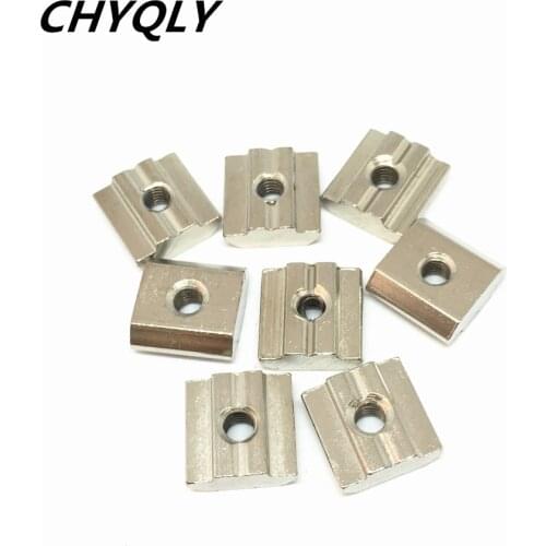 20pcs 30-M4/M5/M6/M8 T Sliding Block Square Nut for 3030 Aluminum Profile Slot Zinc Coated Plate Aluminum connector Accessories