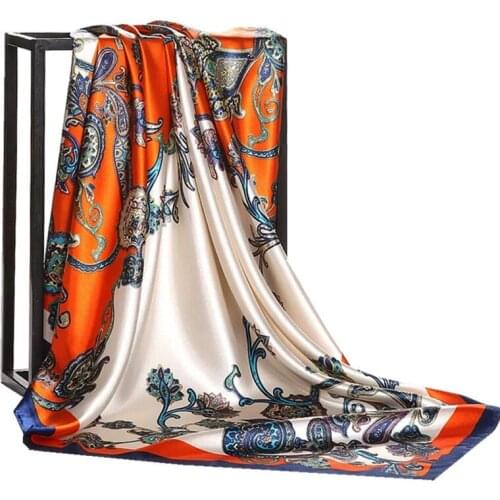 2021 Luxury Brand New Style Printed Real Fabrics Silk Scarves 90cm Bandana Headscarf Scarf Women Wholesale chiffon hijab