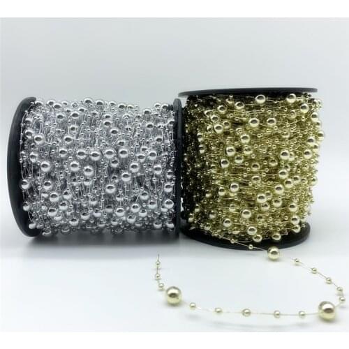 3yards/Lot Flower Beads Line Artificial Pearls Beads Chain Garland Flowers Wedding Party Decoration DIY Brides Headgear