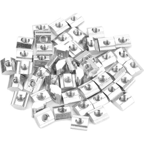 50Pcs Carbon Steel Sliding T-Slot Nut for 20 Series Aluminum Profile Accessories M3x10x5