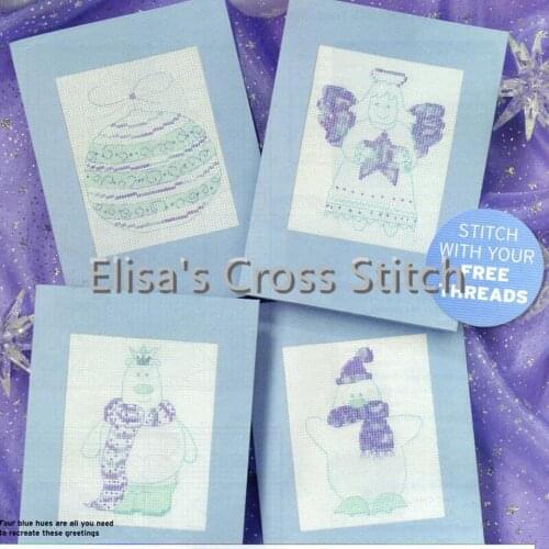 CD251 14ct DIY Greeting Card Art Popular Full Set CrossStitch Greeting Card Birthday Christmas Gift Beauty Blue