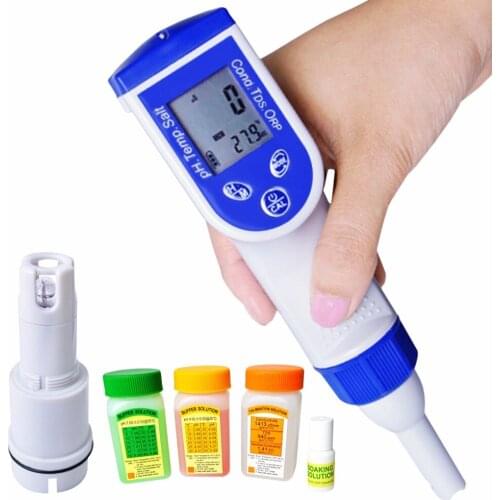 6-in-1 Digital Pen Tester pH ORP EC TDS Salinity Temperature Meter Water Quality IP57 Waterproof