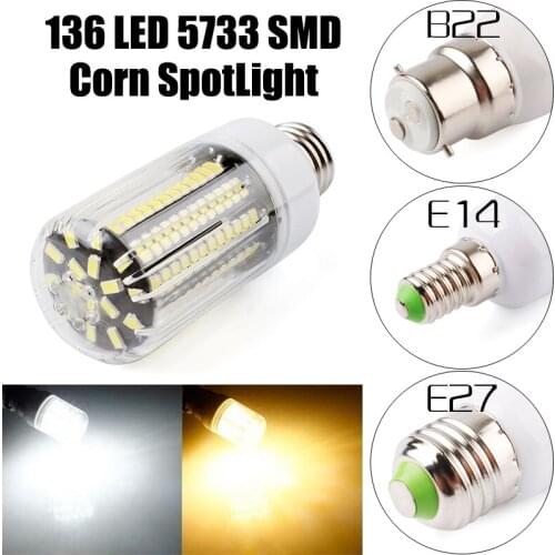 E14 E27 B22 136 LED 5733 SMD Cover Corn Light Lamp Bulb SportLight 220V 110V 5pcs/lot Free Shipping