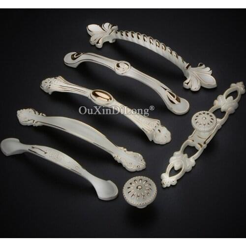 Elegant 10PCS European Ivory White Kitchen Cabinet Door Handles Cupboard Wardrobe Drawer TV Cabinet Pulls Handles & Knobs
