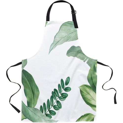 Nordic Green Leaves Tropical Plant White Kitchen Nail Shop Apron for Women Men Kids Aprons Dinner Cooking Baking Accessories