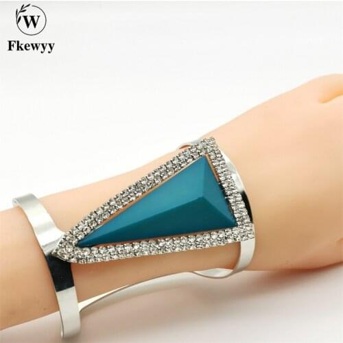 Fkewy Fashion Bracelets Luxury Triangle Gold Plated Jewelry Gothic Bracelet For Women Charm Rhinestone Punk Accessories Gift