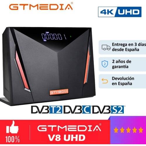 GTmedia V8 UHD 4K Satellite TV Receiver DVB-S2 T2 Cable H.265 Support WIFI M3U Ccam Oscam Terrestrial Decoder Stock in Spain DE